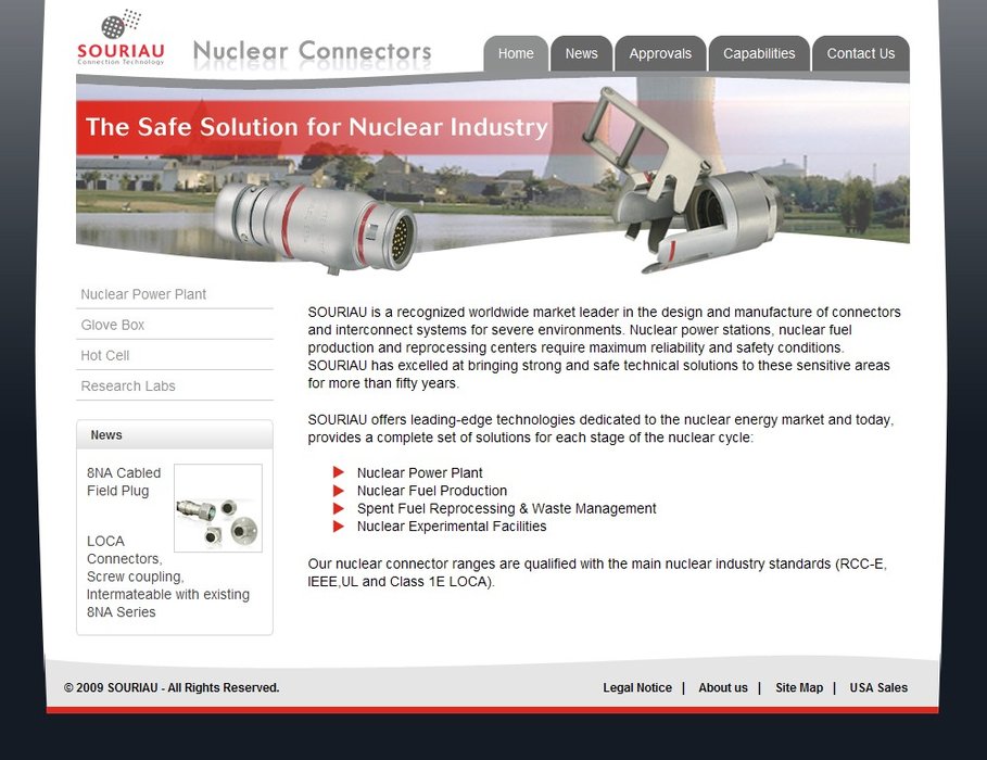 Sitio Web dedicado a conectores para la industria nuclear
